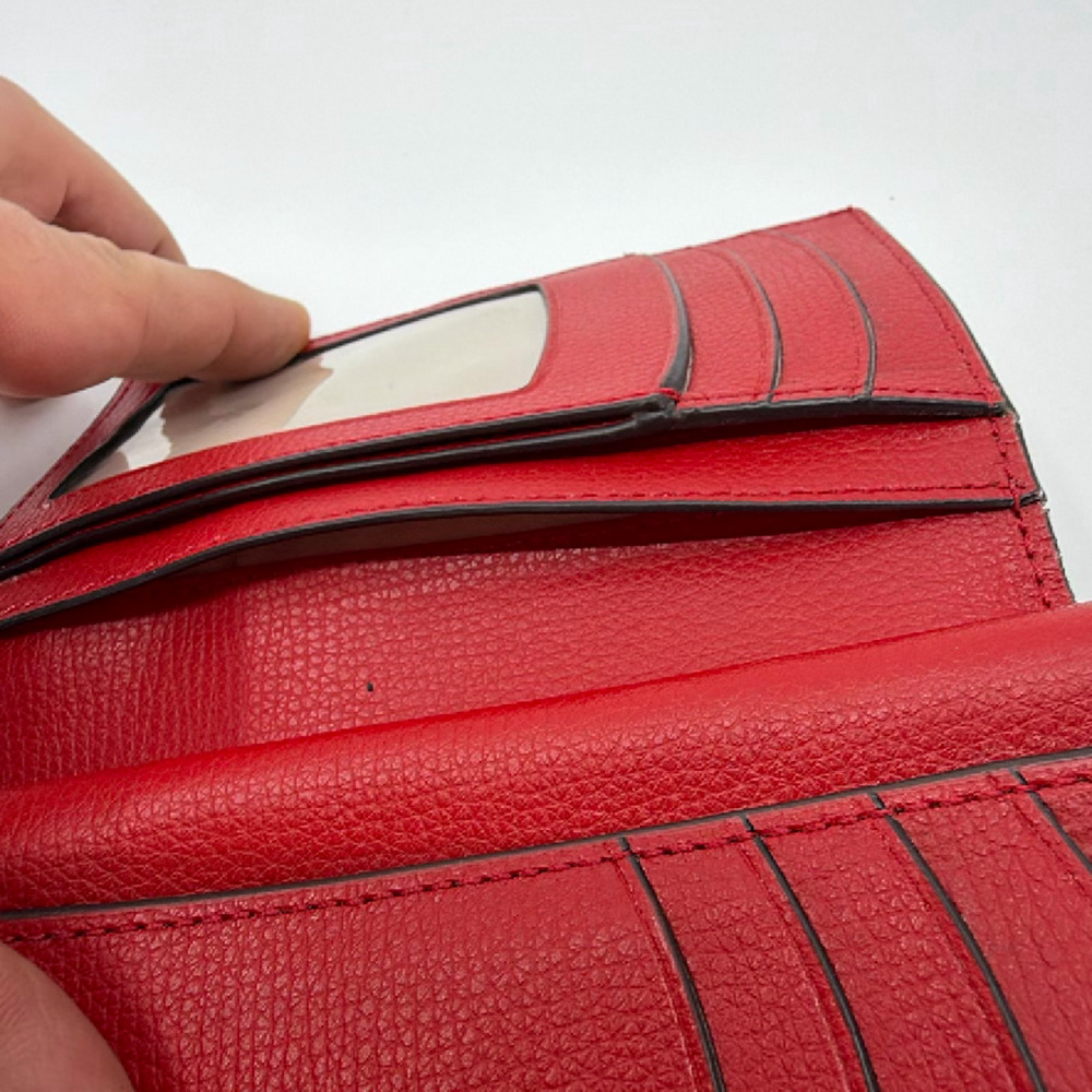 Kate Spade Bifold Wallet Red Pebbled Leather Wallet - Picture 7 of 8